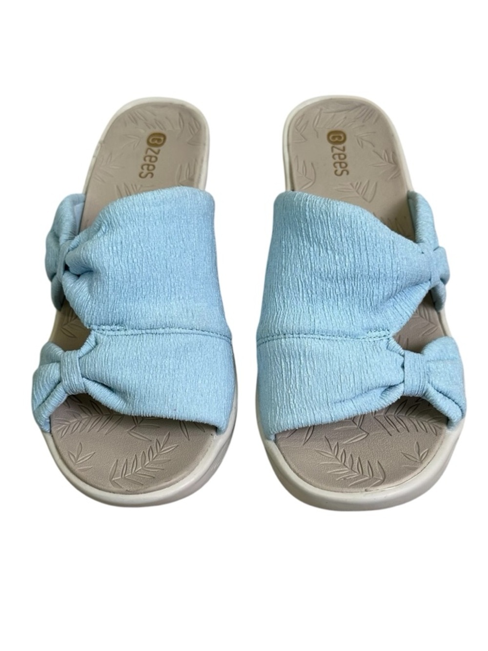BZees Women’s 8W Light Blue Slip-On Knot Slide Sandals - Picture 4 of 11
